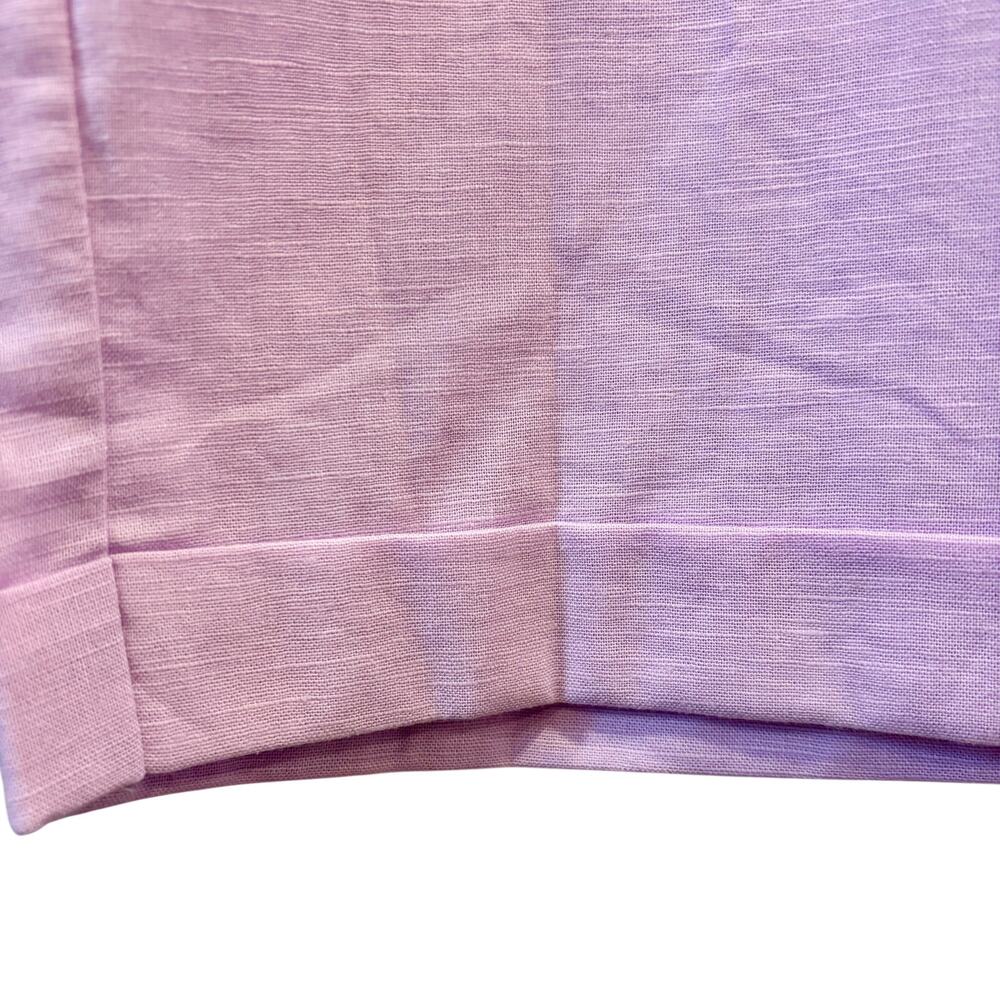 Purple High Waisted Wide Leg Linen Blend Pants Button Fly Crop Trousers, 2XL - Picture 5 of 7
